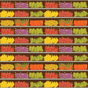 無縫模式的乳品部,牛奶貨架和新鮮健康的食物,在超市,選擇大的有機農場產品的銷售在食品商店,酸奶背景矢量圖